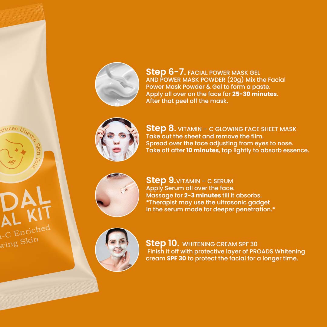 Proads Bridal Facial Kit Vitamin C Enriched Glowing Skin (10-STEPS)