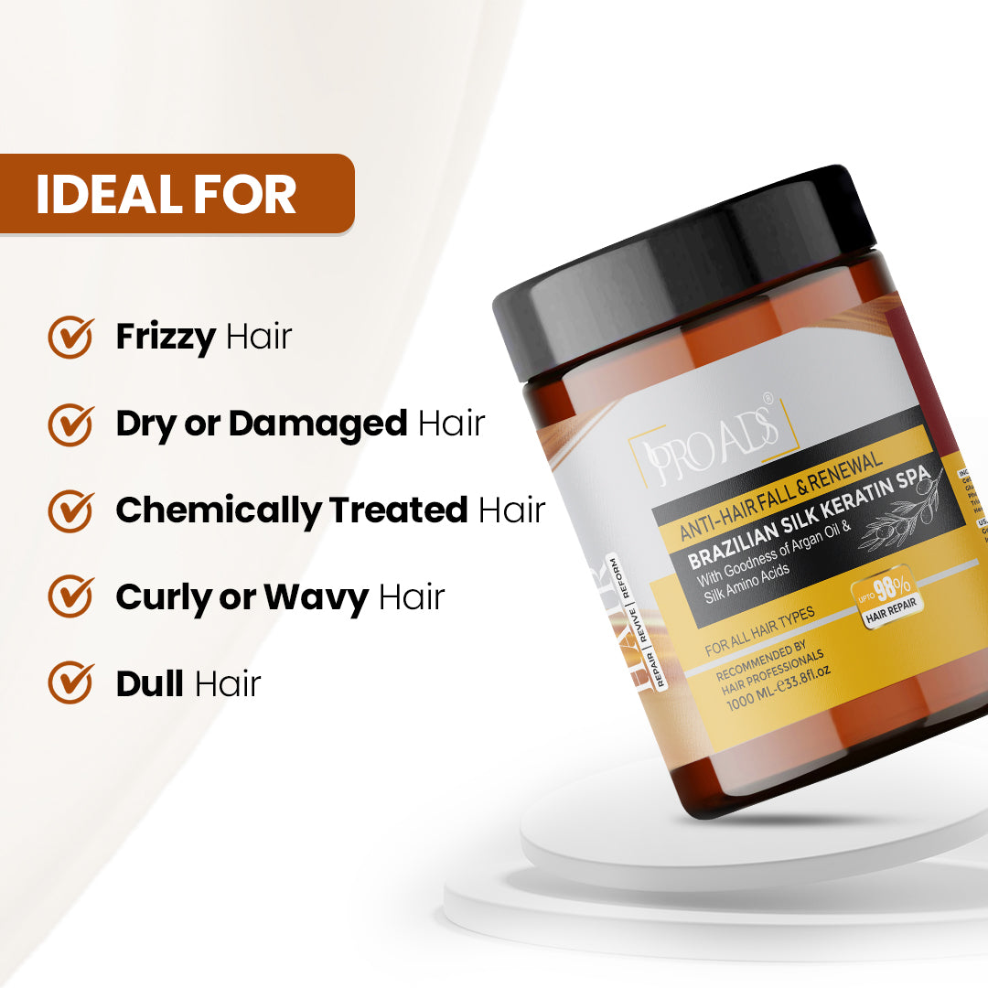 Proads Anti Hair Fall & Renewal Brazilian Silk Keratin Spa - 1000Ml