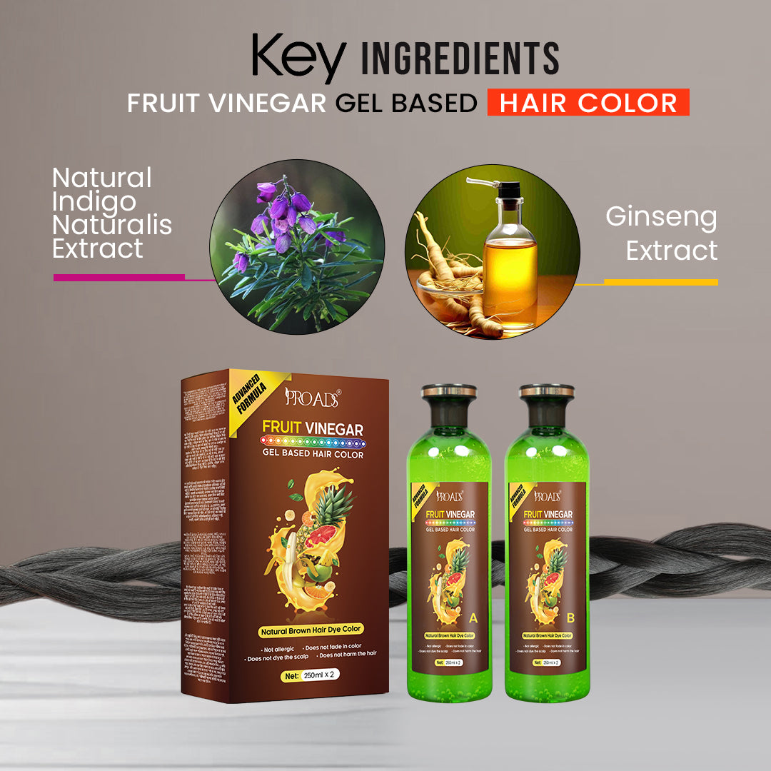Proads Fruit Vinegar | Brown Gel Based Hair Dye - 500 ml + 500 ml