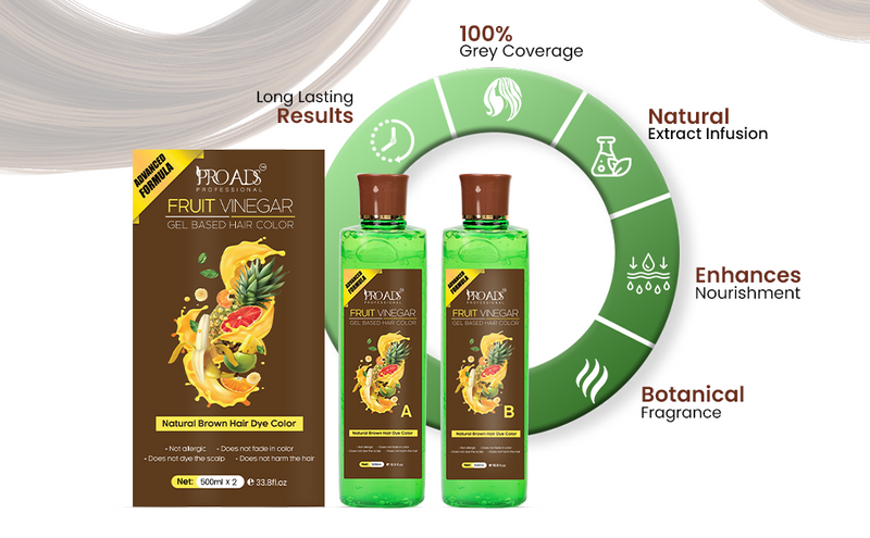 Proads Fruit Vinegar | Brown Gel Based Hair Dye - 500 ml + 500 ml image 2
