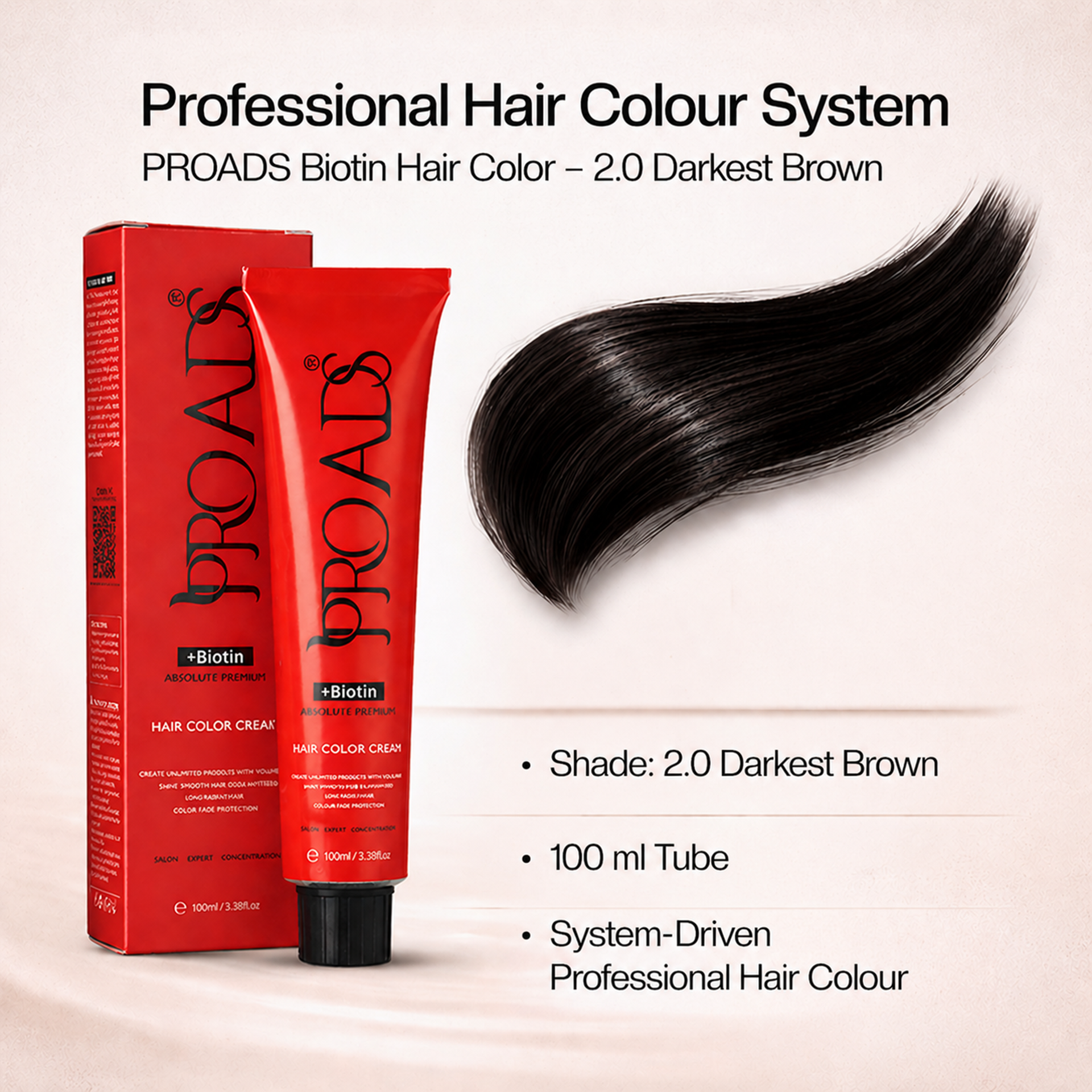 PROADS Biotin Hair Color 2.0 Darkest Brown