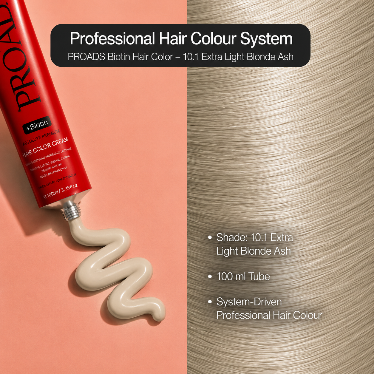 PROADS Biotin Hair Color 10.1 Extra Light Ash Blonde