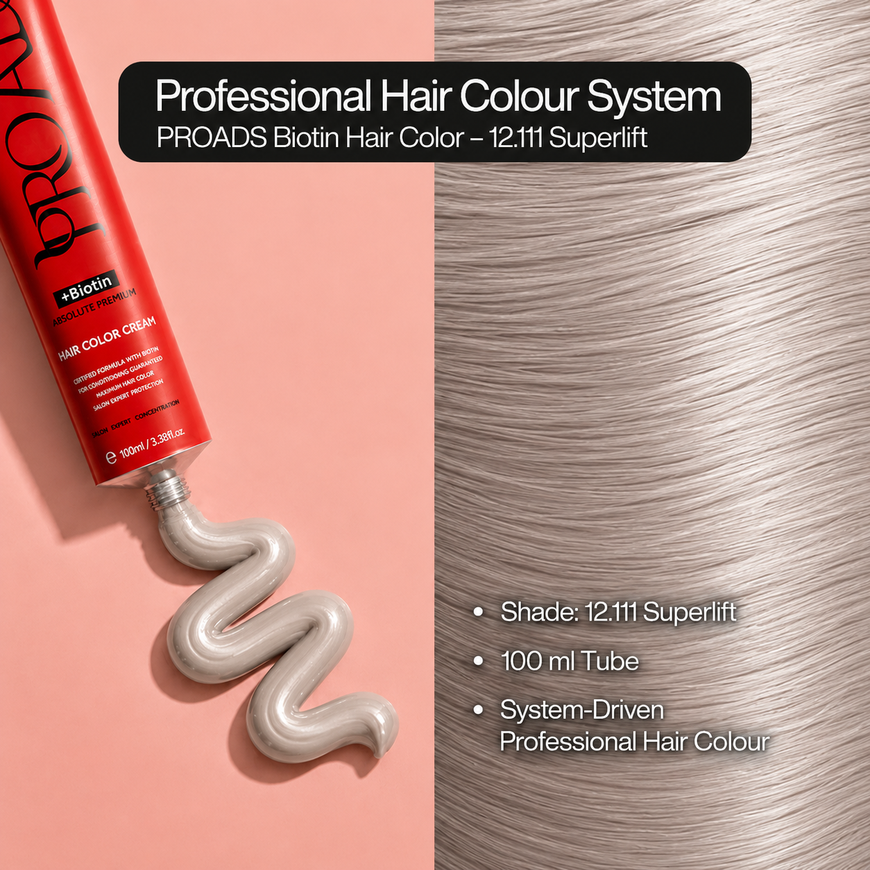 PROADS Professional Biotin Hair Color 12.111 Superlift