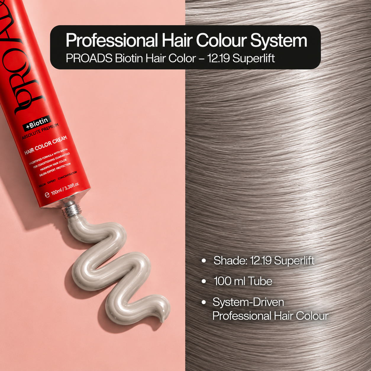 PROADS Professional Biotin Hair Color 12.19 Superlift