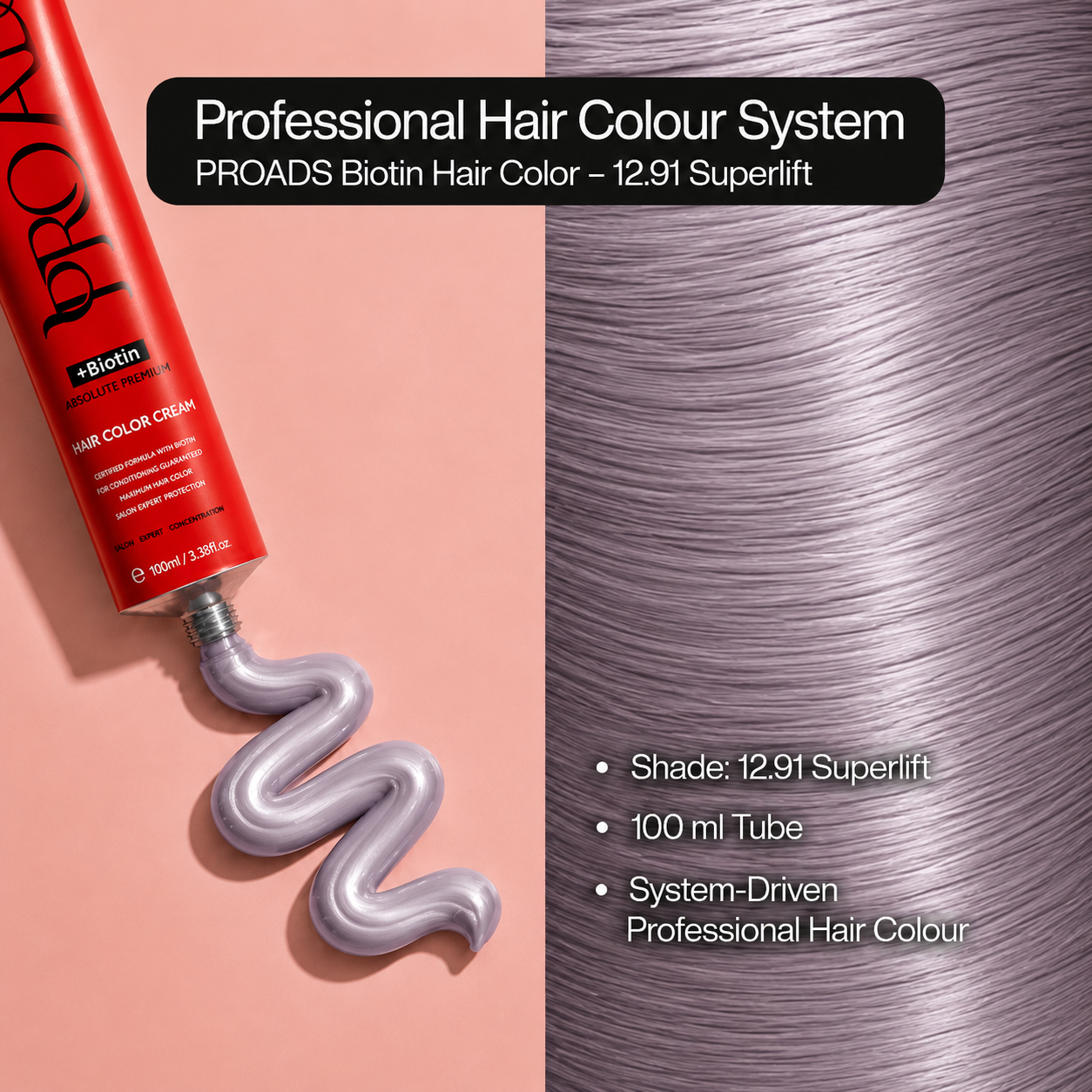 PROADS Professional Biotin Hair Color 12.91 Superlift