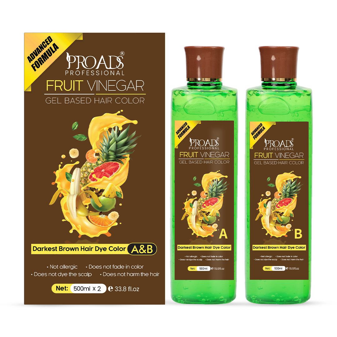 PROADS Fruit Vinegar | Brown Gel Based Hair Dye - 500 ml + 500 ml
