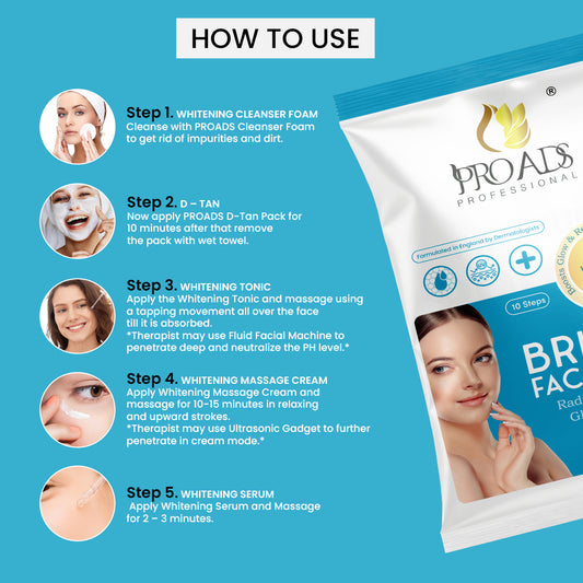 PROADS BRIDAL FACIAL KIT FOR RADIANT SMOOTH GLOWING SKIN (10-STEPS)