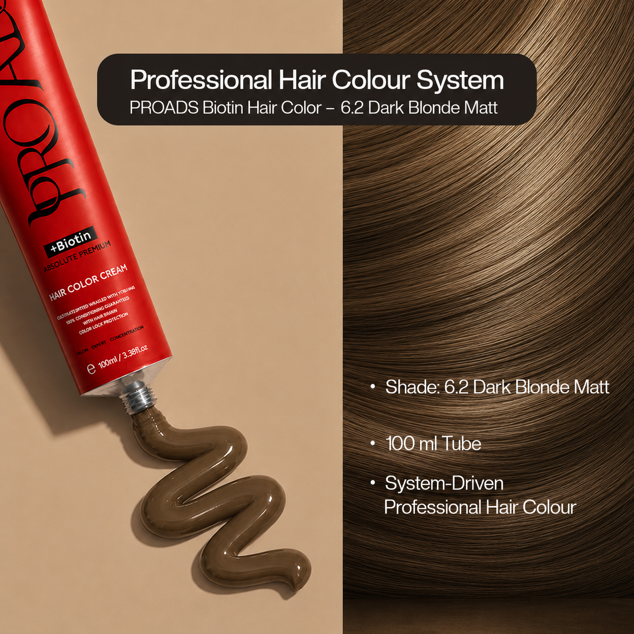 PROADS Biotin Hair Color 6.2 Dark Blonde Matt