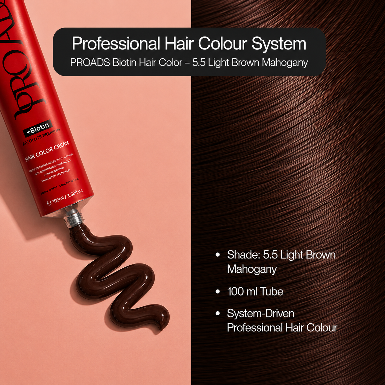 PROADS Professional Biotin Hair Color 5.5 Light Brown Mahogany