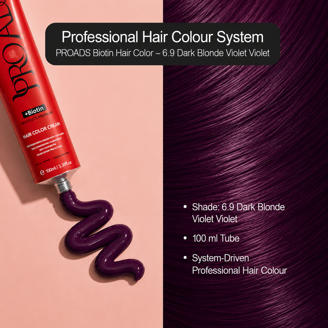 Proads Hair Color Cream 6.9 Dark Blonde Violet
