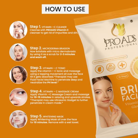 PROADS BRIDAL FACIAL KIT VITAMIN C ENRICHED GLOWING SKIN (10-STEPS)