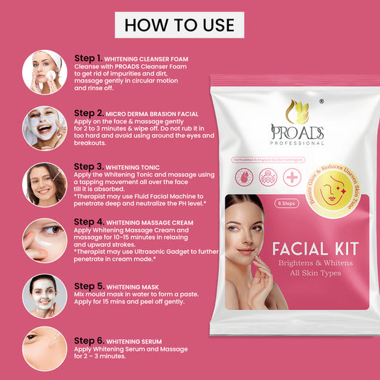 PROADS  BRIGHTEN & WHITENS FACIAL KIT (6-STEPS)