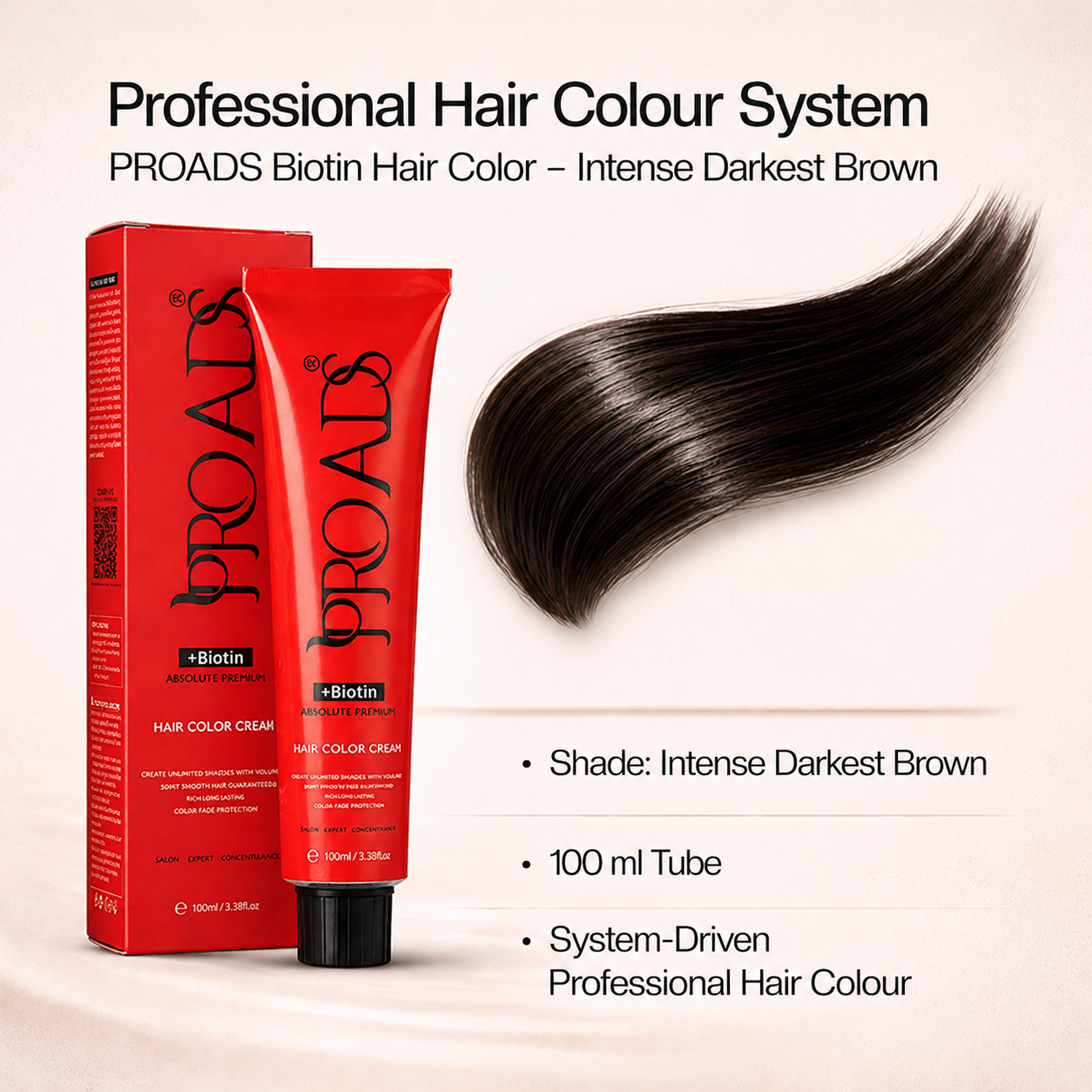 PROADS Biotin Hair Color 2.00 Intense Darkest Brown