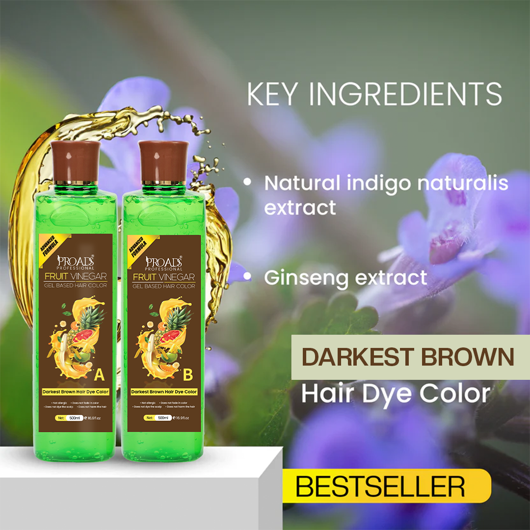PROADS Fruit Vinegar | Brown Gel Based Hair Dye - 500 ml + 500 ml