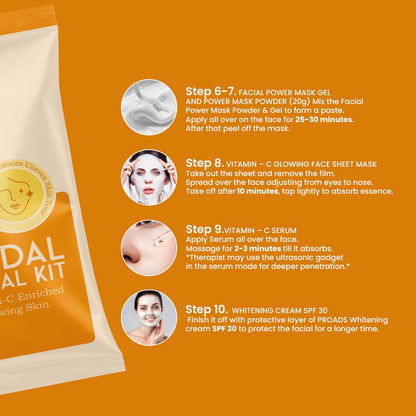 Proads Bridal Facial Kit Vitamin C Enriched Glowing Skin (10-STEPS)