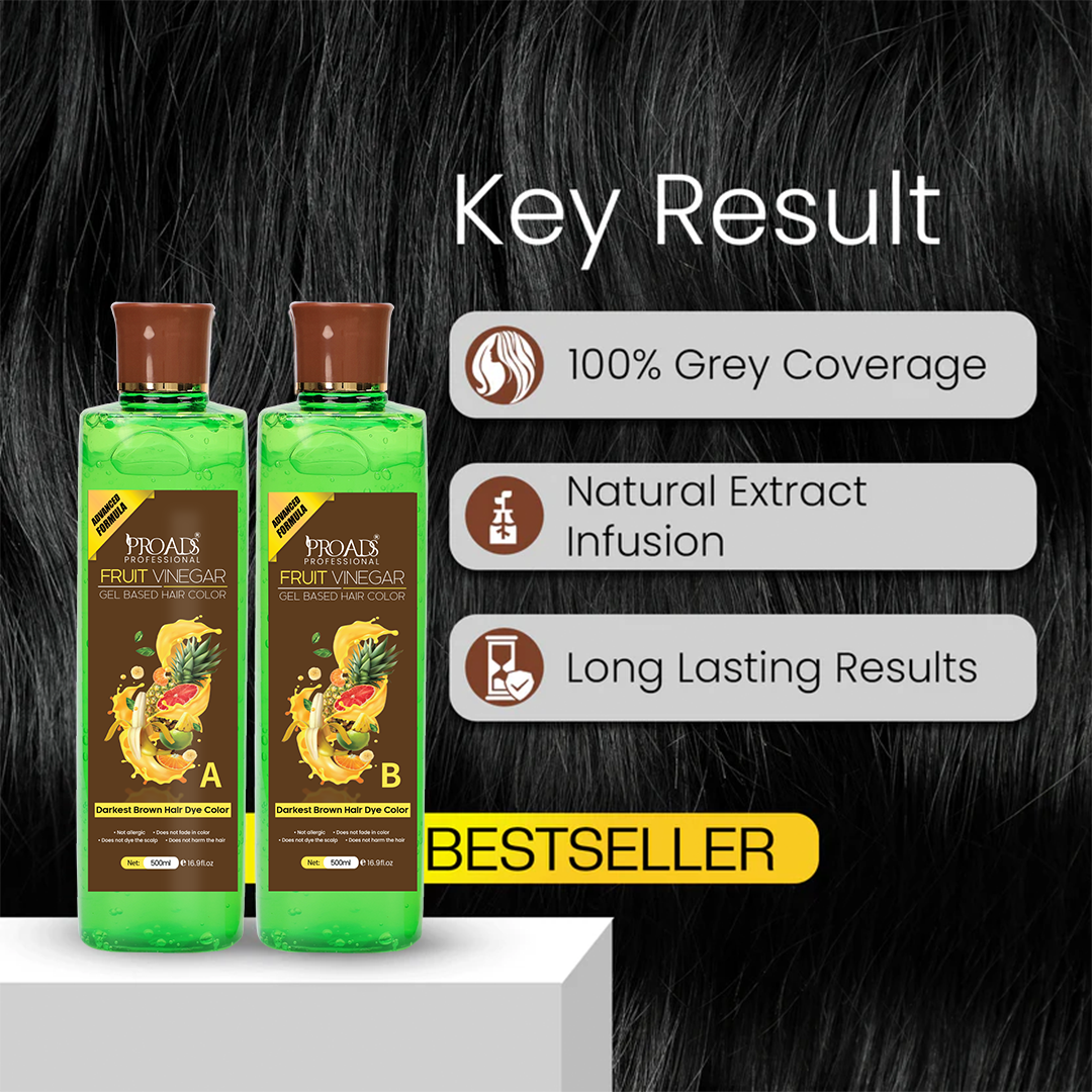 PROADS Fruit Vinegar | Brown Gel Based Hair Dye - 500 ml + 500 ml