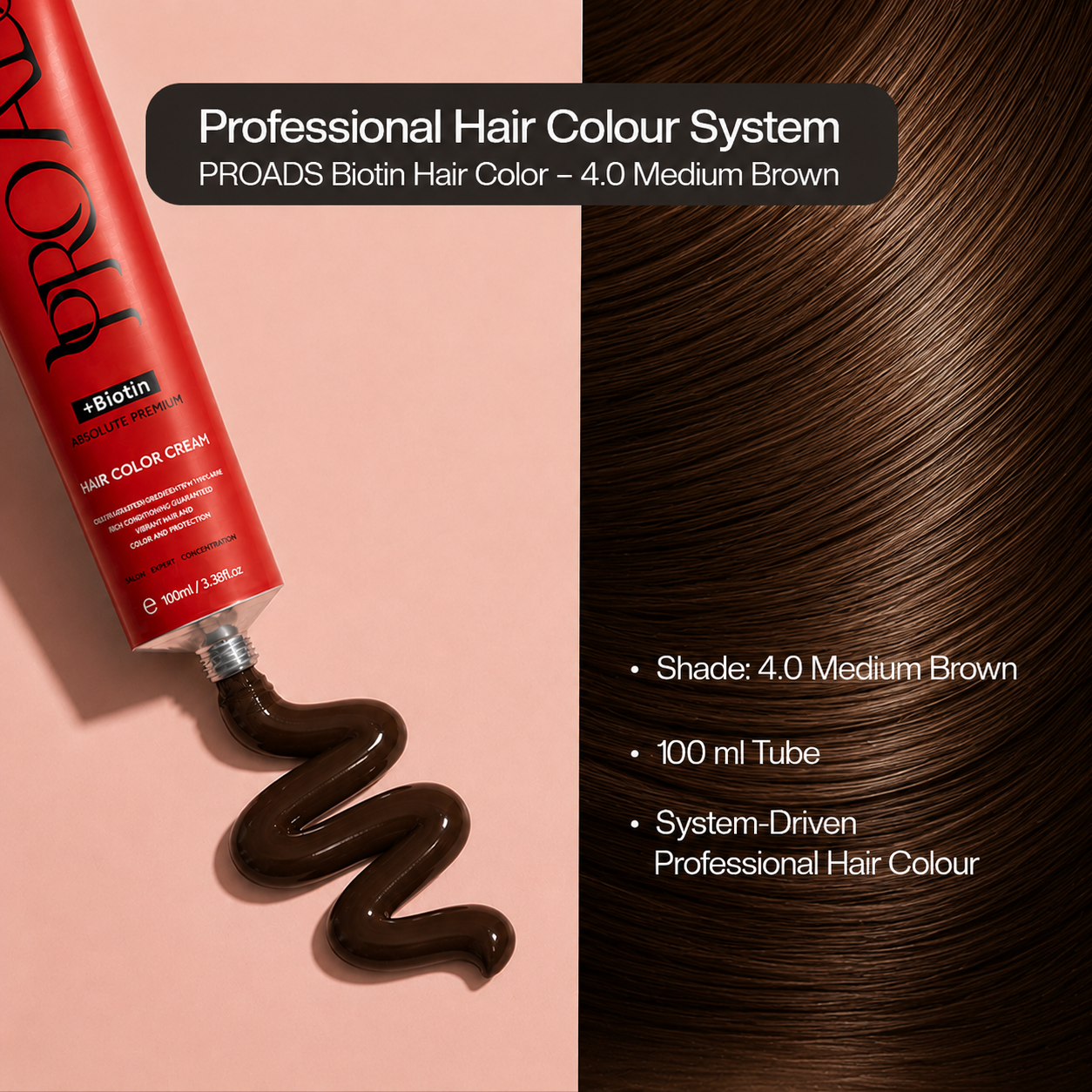 PROADS Biotin Hair Color 4.0 Medium Brown