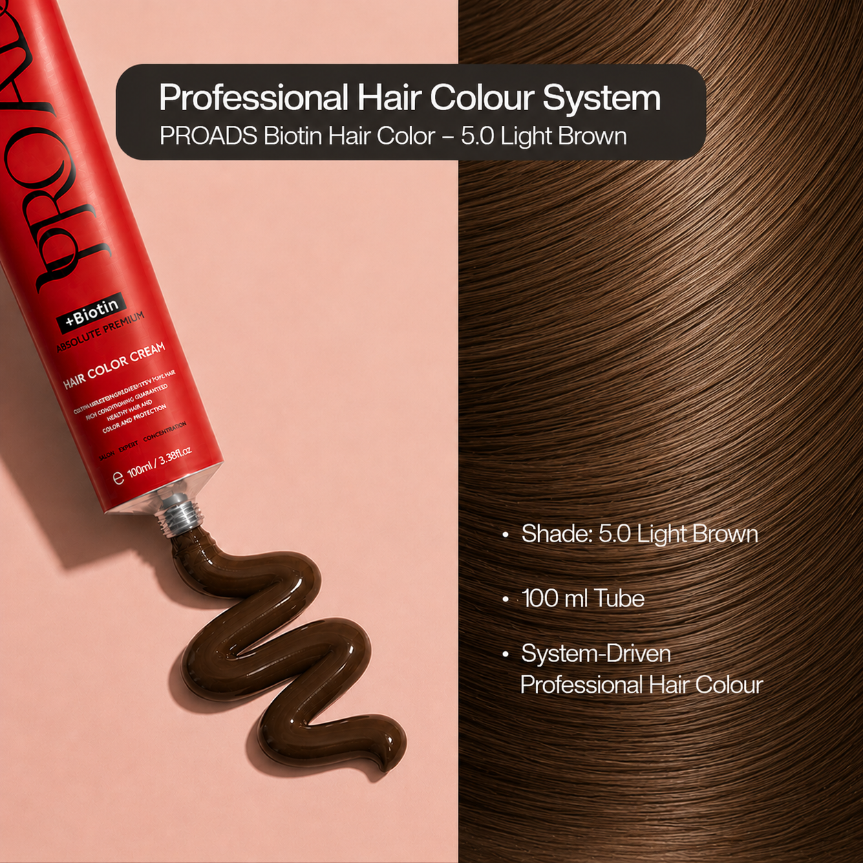 PROADS Biotin Hair Color 5.0 Light Brown