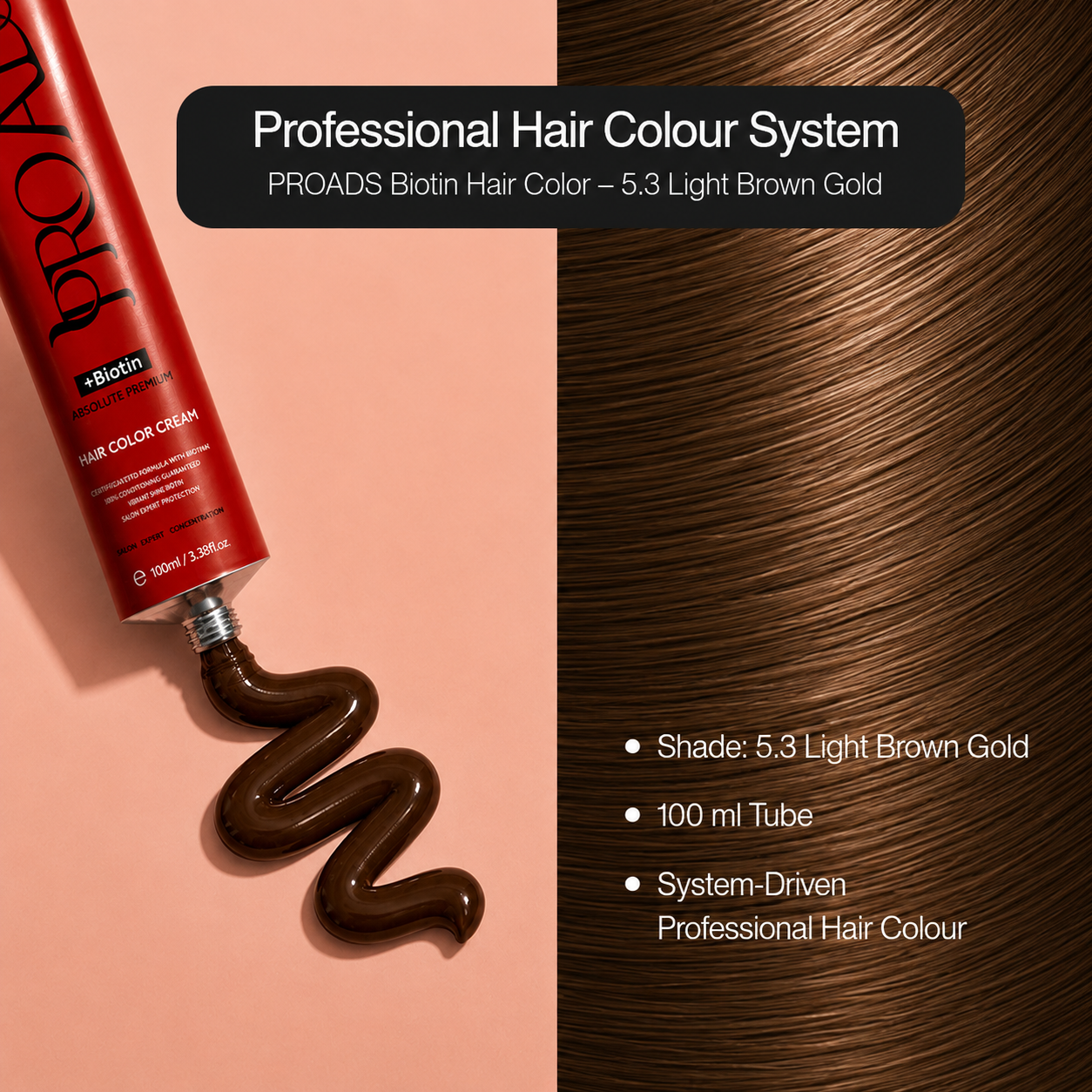 PROADS Biotin Hair Color 5.3 Light Brown Gold