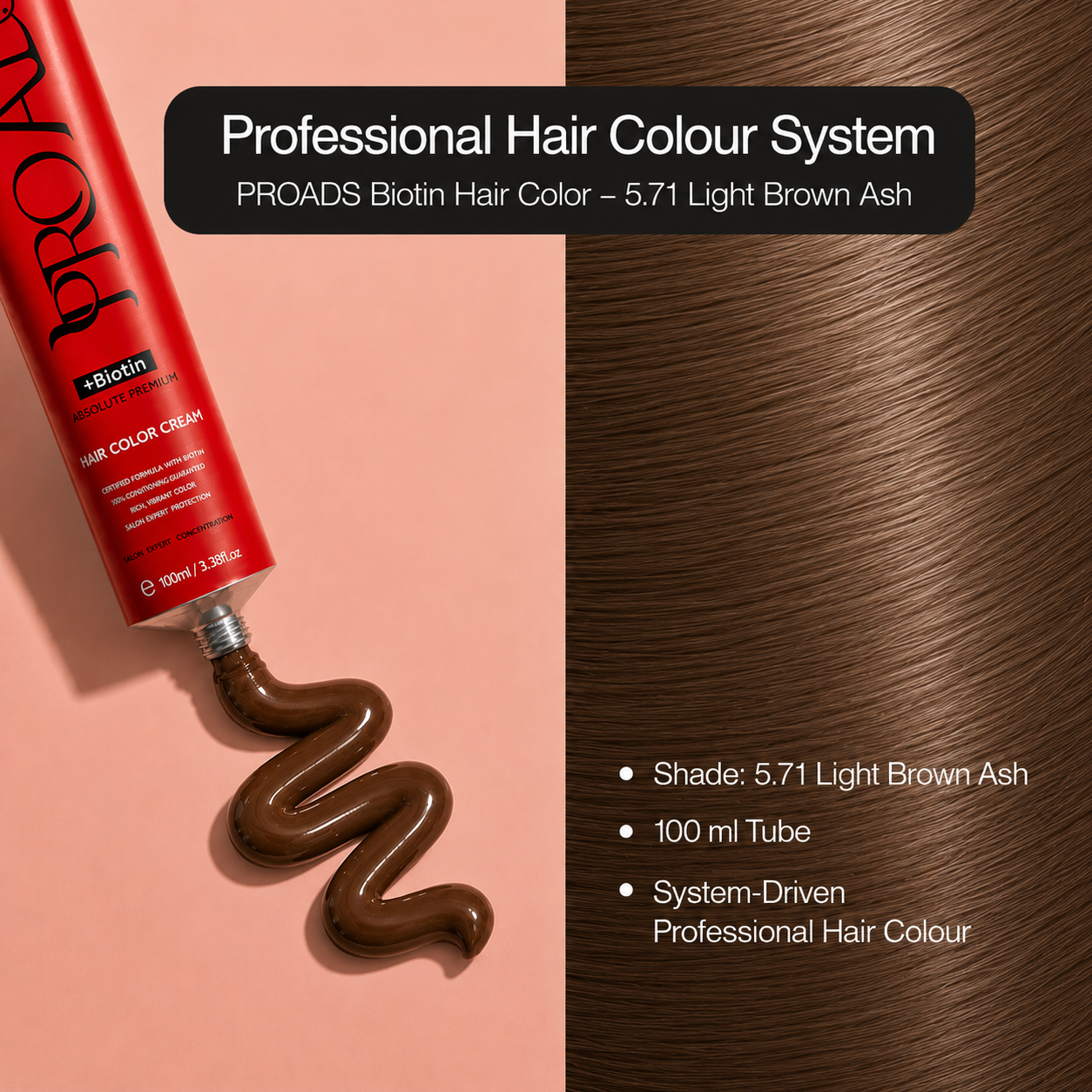 PROADS Biotin Hair Color 5.71 Light Brown Ash