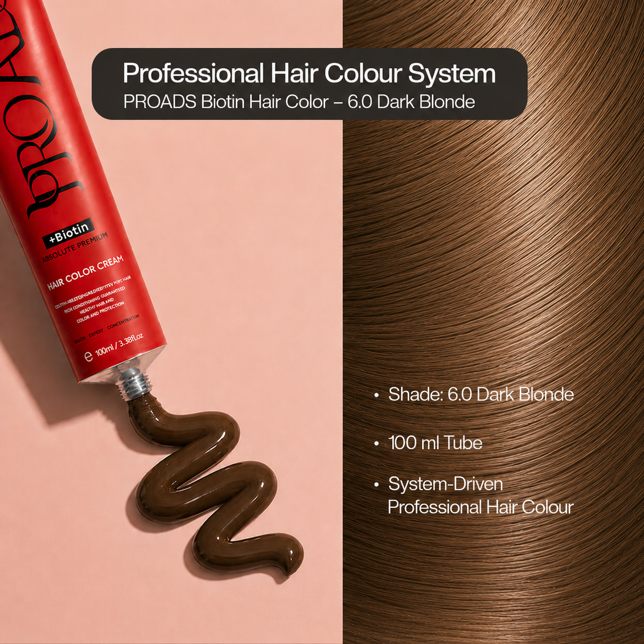 PROADS Biotin Hair Color 6.0 Dark Blonde