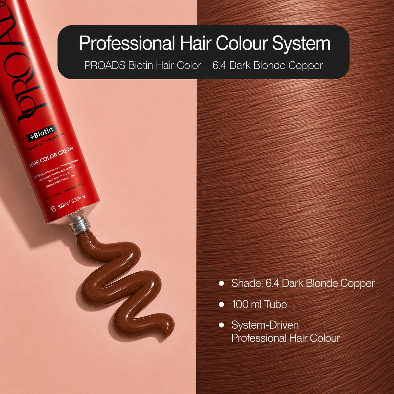 PROADS Biotin Hair Color 6.4 Dark Blonde Copper