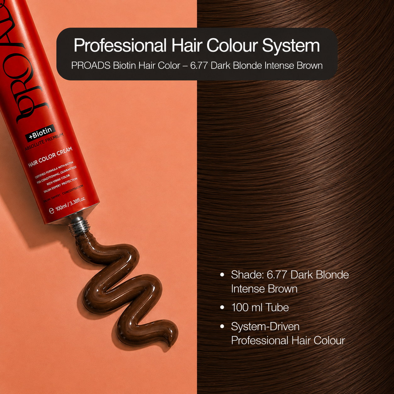 PROADS Biotin Hair Color 6.77 Dark Blonde Intense Brown