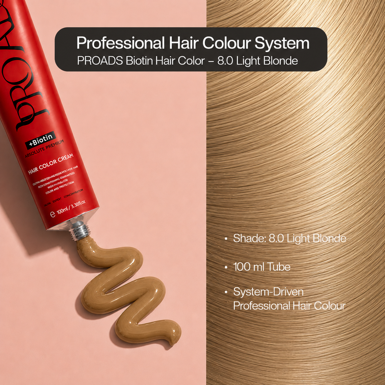 PROADS Biotin Hair Color 8.0 Light Blonde