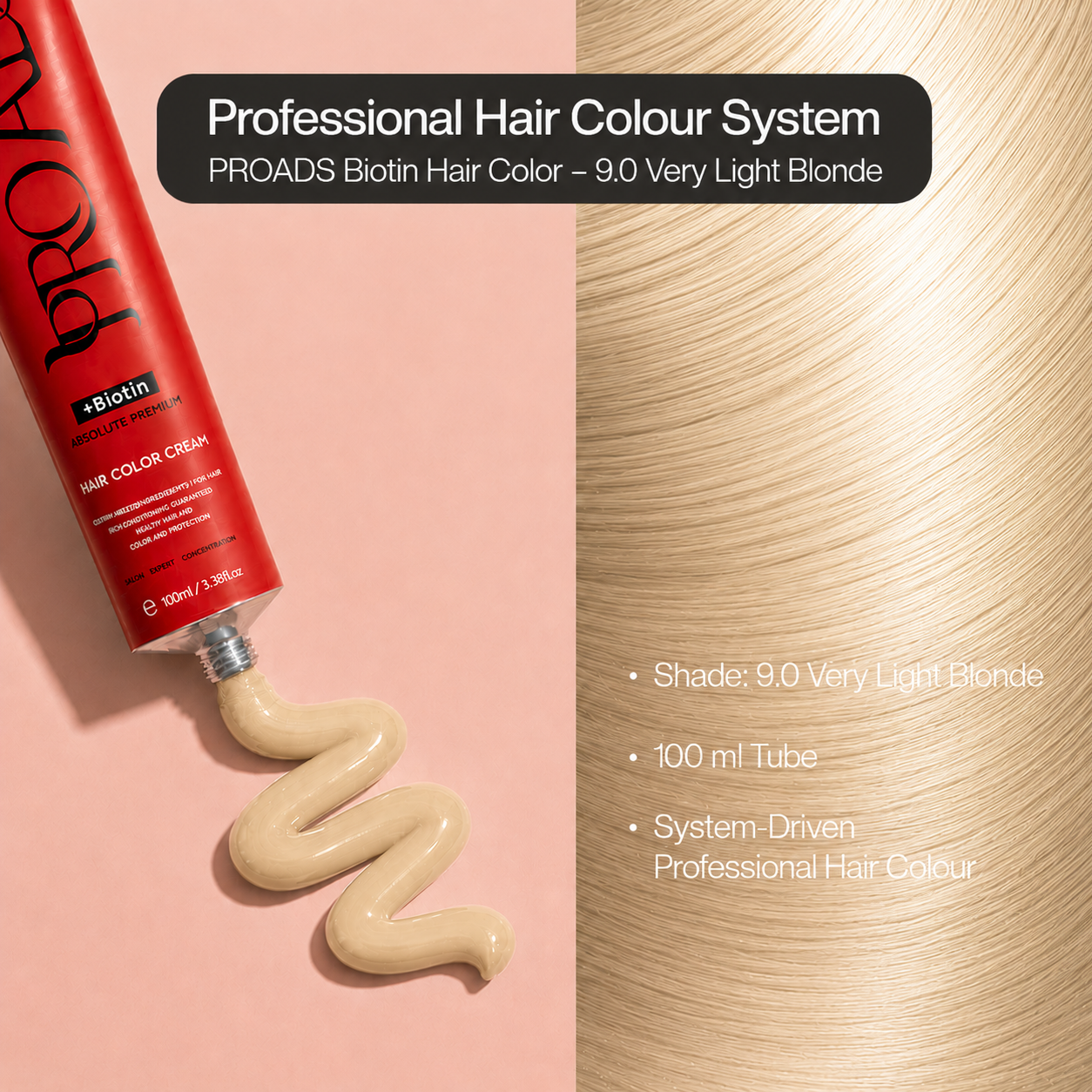 PROADS Biotin Hair Color 9.0 Very Light Blonde