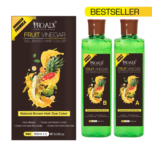 Proads Fruit Vinegar | Brown Gel Based Hair Dye - 500 ml + 500 ml