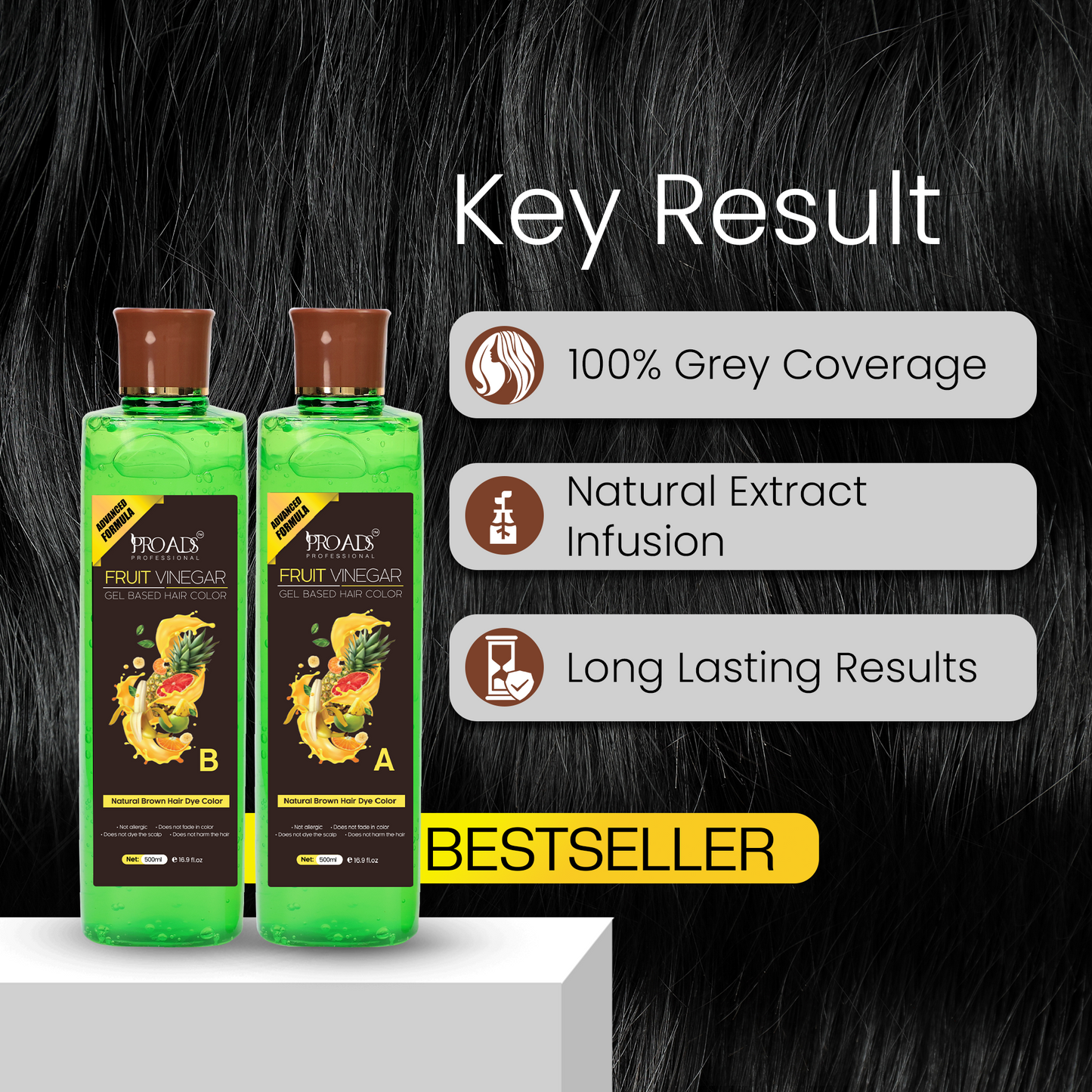 Proads Fruit Vinegar | Brown Gel Based Hair Dye - 500 ml + 500 ml