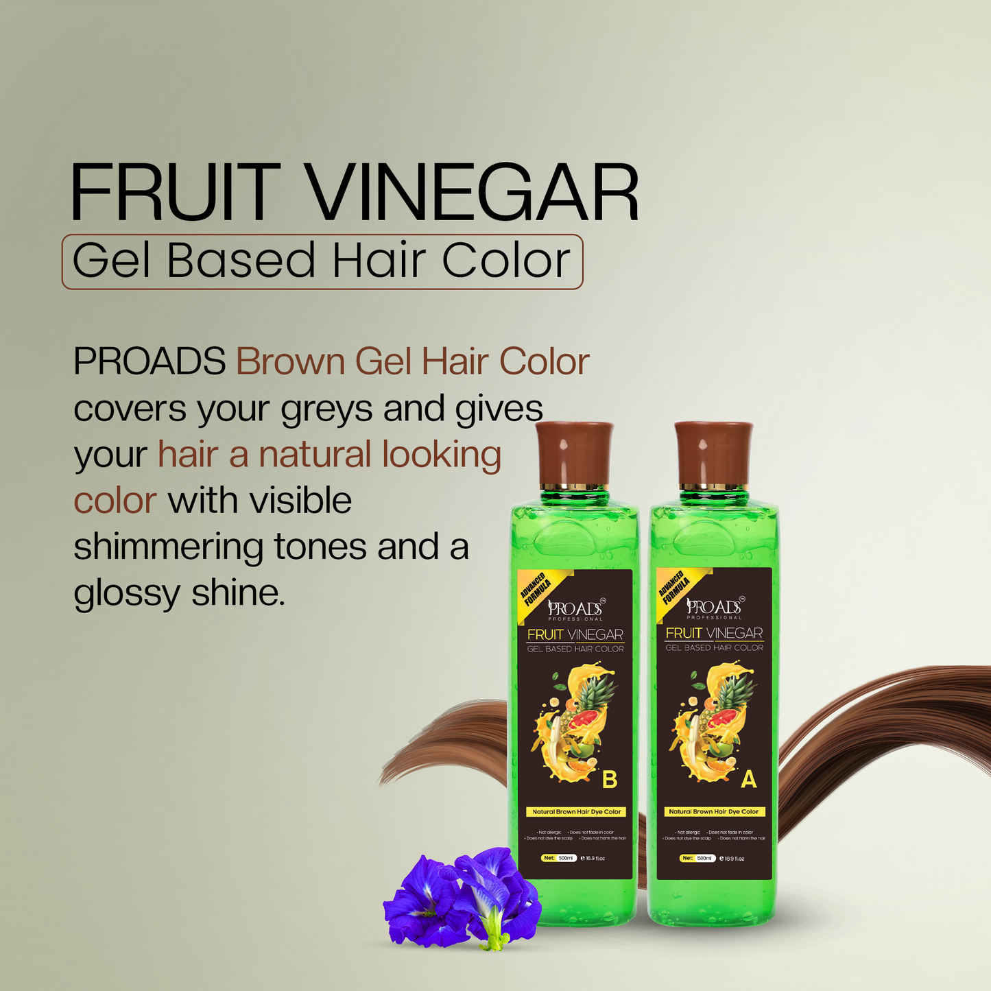 Proads Fruit Vinegar | Brown Gel Based Hair Dye - 500 ml + 500 ml