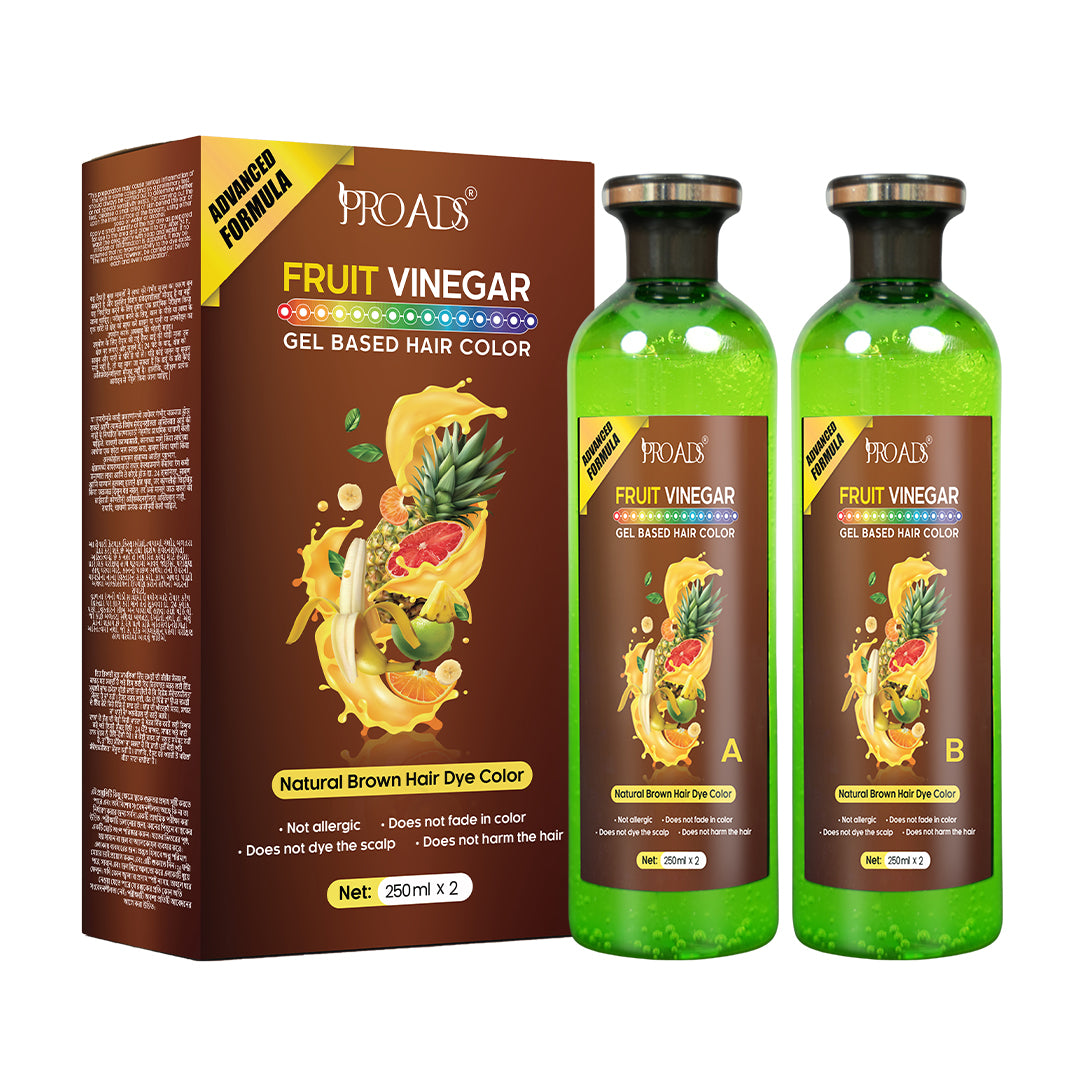 PROADS Fruit Vinegar | Brown Gel Based Hair Dye - 500 ml + 500 ml