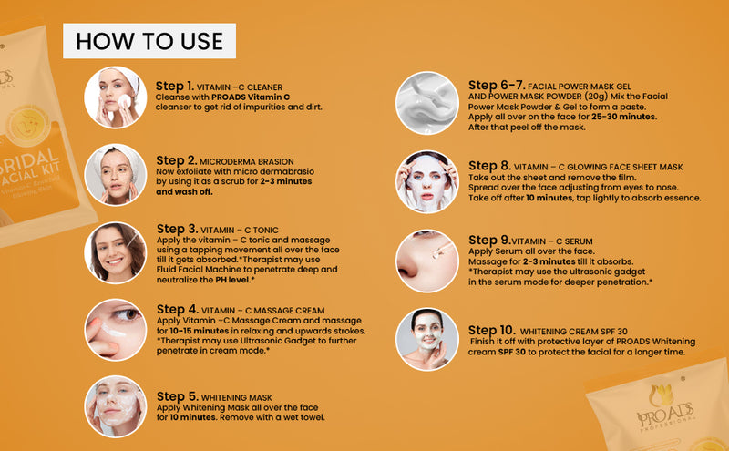 Proads Bridal Facial Kit Vitamin C Enriched Glowing Skin (10-STEPS) image 4