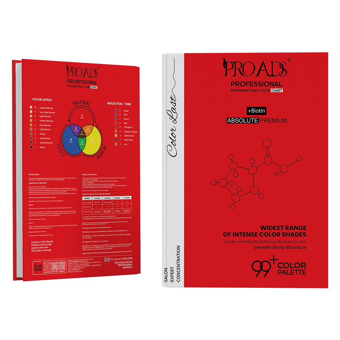 PROADS Professional Hair Color Shade Card | 99+ Premium Hair Color Palette with Biotin