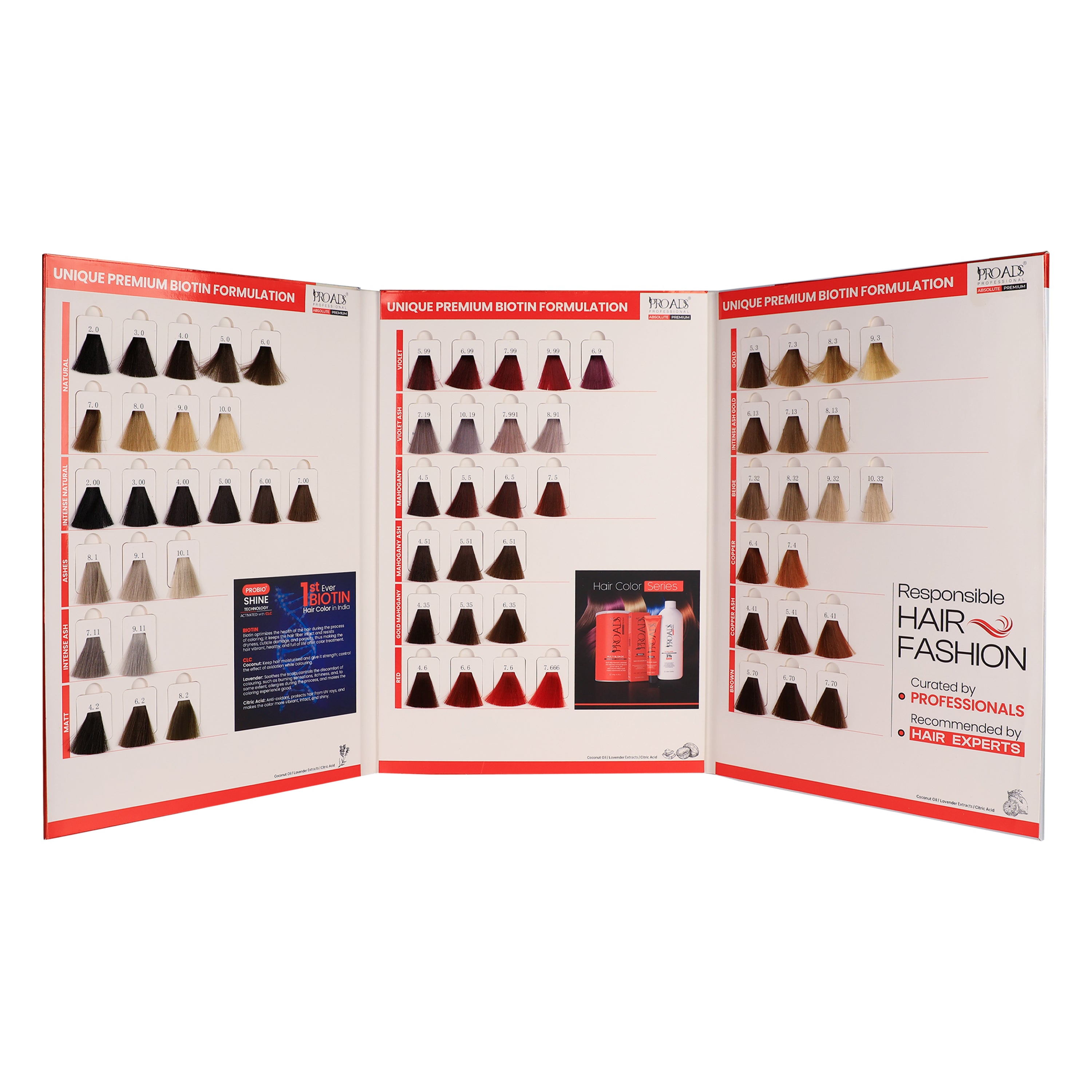 PROADS Professional Hair Color Shade Card | 99+ Premium Hair Color Palette with Biotin