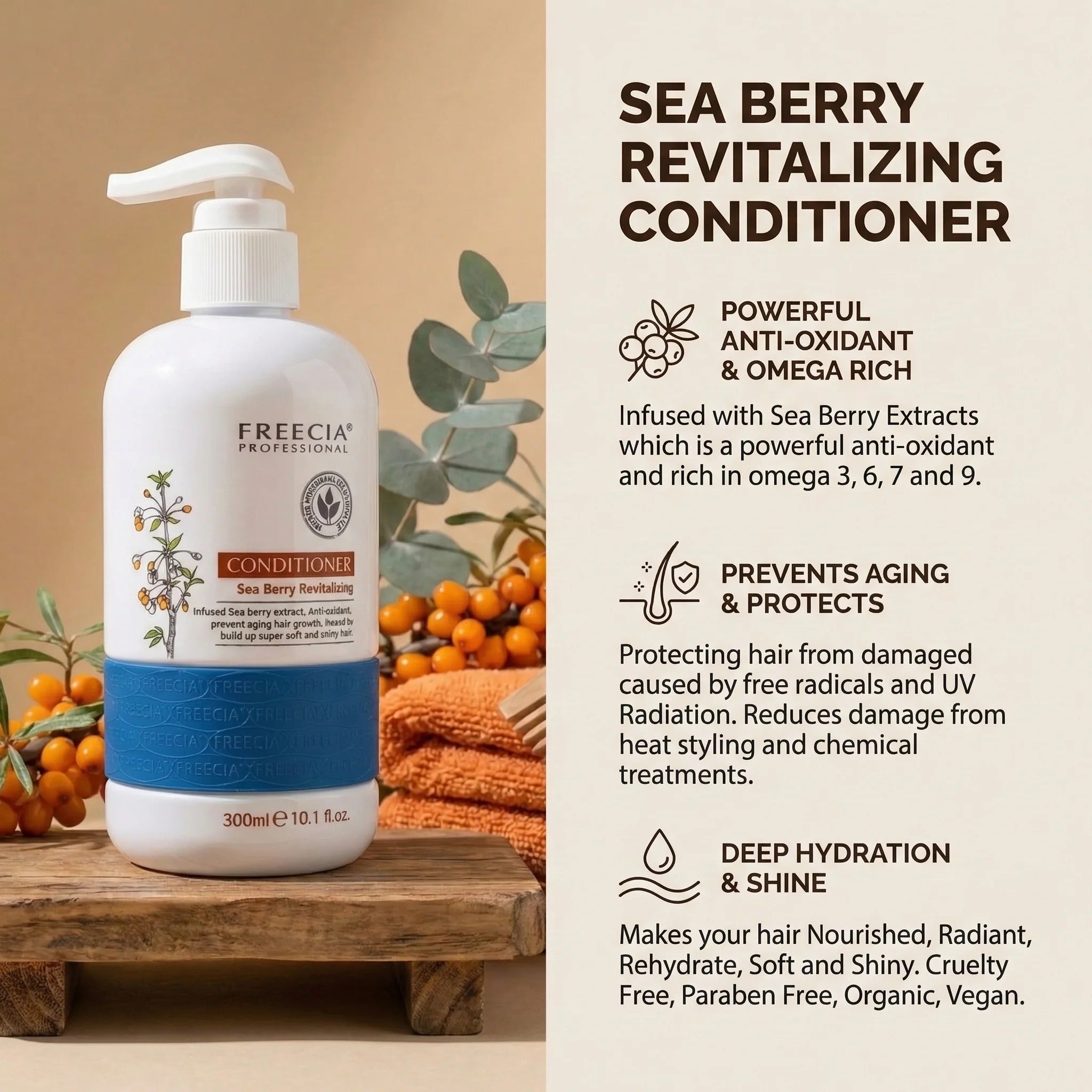Freecia Sea-Berry Revitalizing Conditioner - 300 & 1000 ML