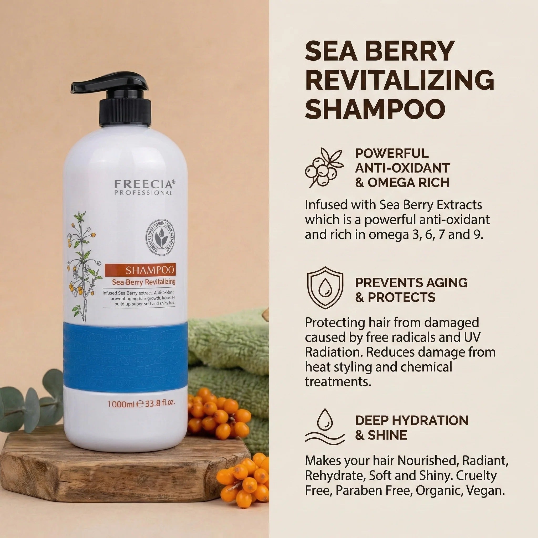 FREECIA Sea Berry Revitalizing Shampoo - 300 & 1000 ML