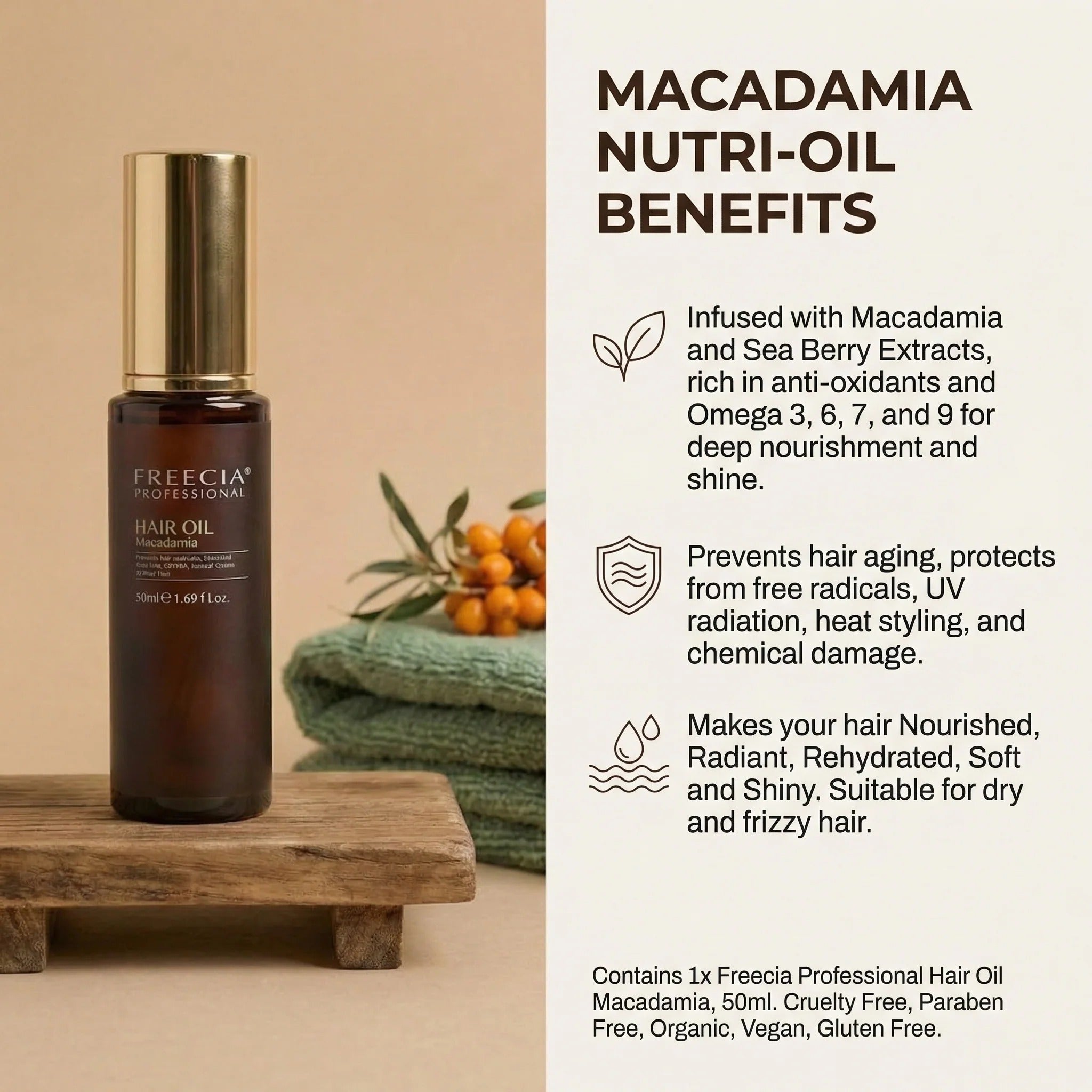 Freecia Macadamia Hair Oil Serum - 50 ml