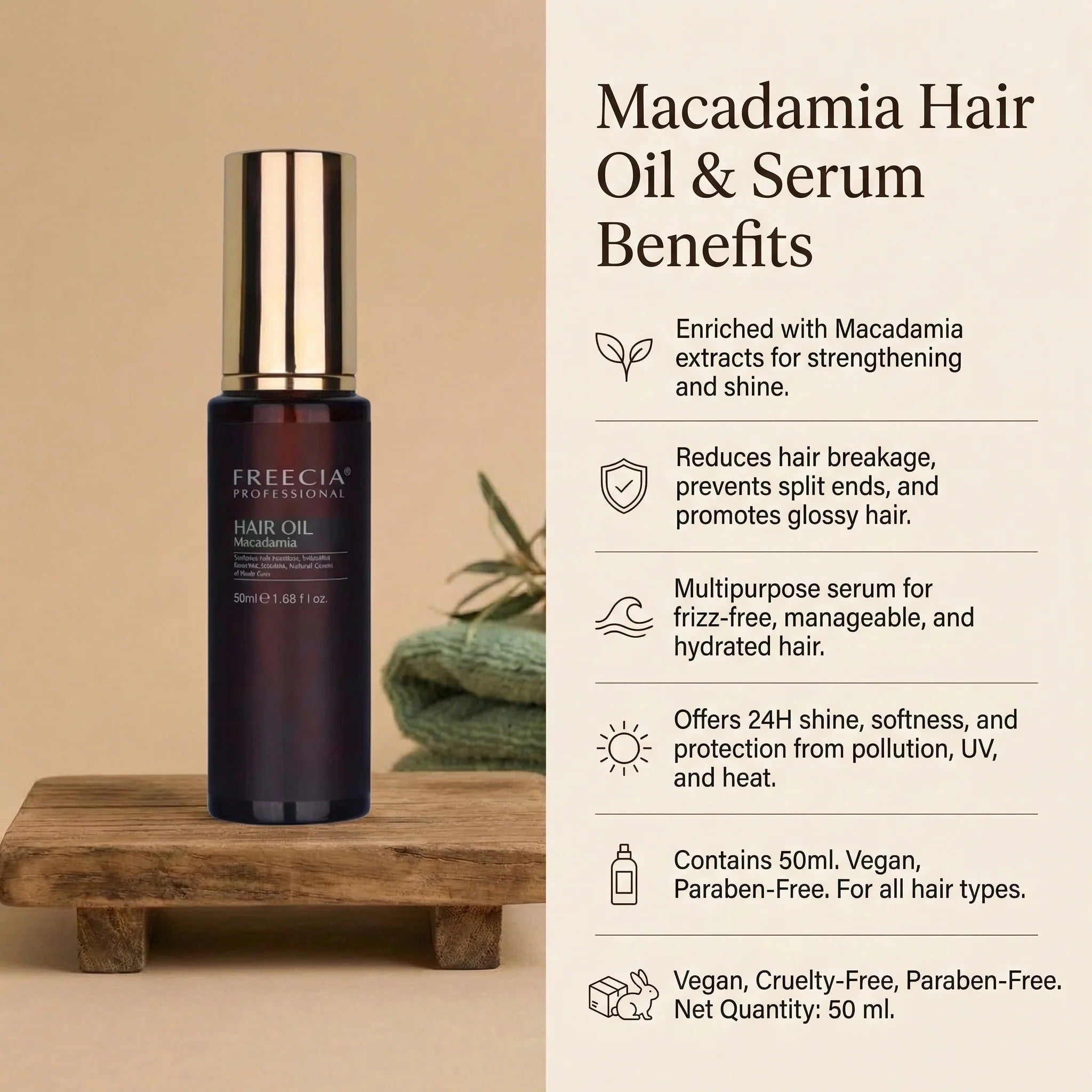 Freecia Macadamia Hair Oil Serum - 50 ml