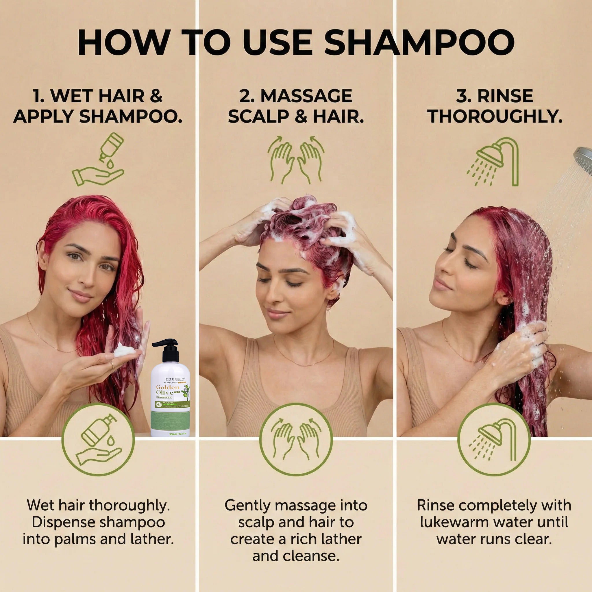 Freecia Golden Olive Ultra – Moist Shampoo - 300 & 1000 ML